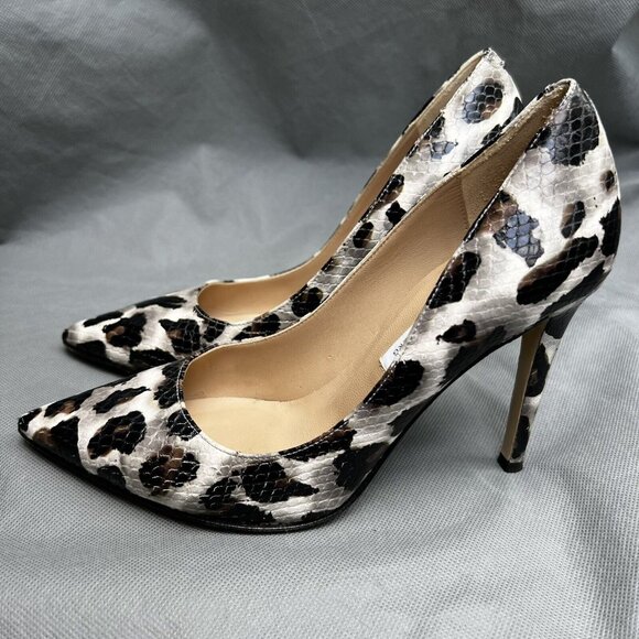 Diane Von Furstenberg DVF Snake Embossed High Stiletto Heels Shoes Size 7.5 - Picture 2 of 8